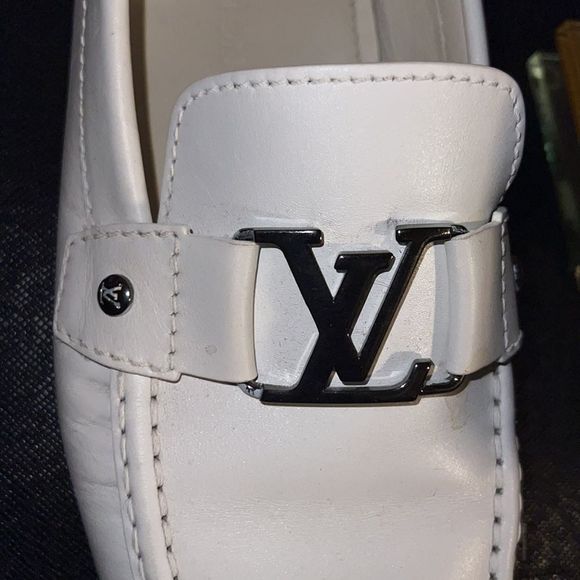 COPY - Authentic Louis Vuitton white leather loafer with silver toned hardwareS… main image 7
